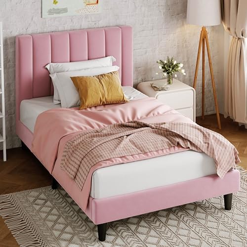 Allewie Twin Bed Frame/Velvet Upholstered Bed Frame - Image 3
