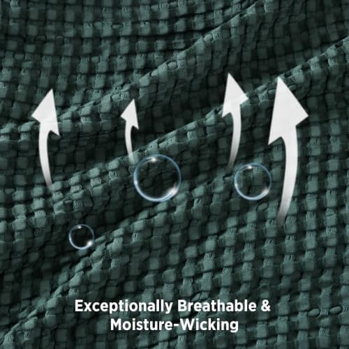 Bedsure Cooling Waffle Blanket for Hot Sleepers, Dark Green, Oversized King - Image 6