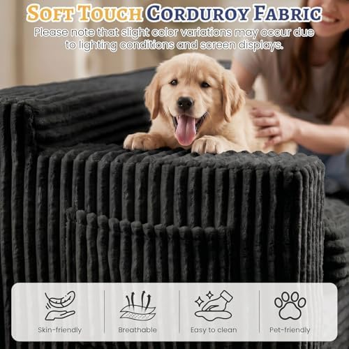 Boneless Couch, Cloud Loveseat Sofa Corduroy Couch in a Box, Upholstered - Image 5