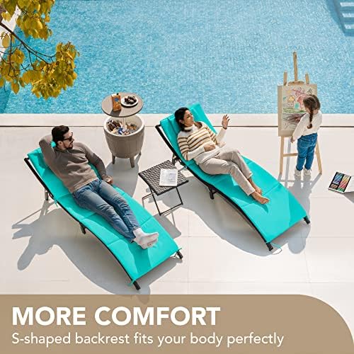 Devoko Patio Chaise Lounge Sets Outdoor Rattan Folding Chaise Lounge - Image 2