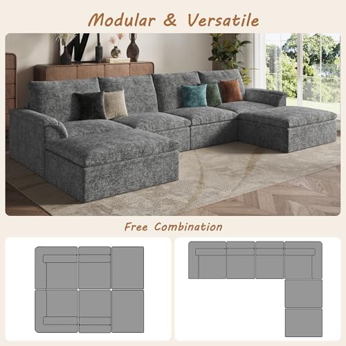 EASE MOOSE 147" U Shaped Boneless Sofa, Sectional Couches - Image 5