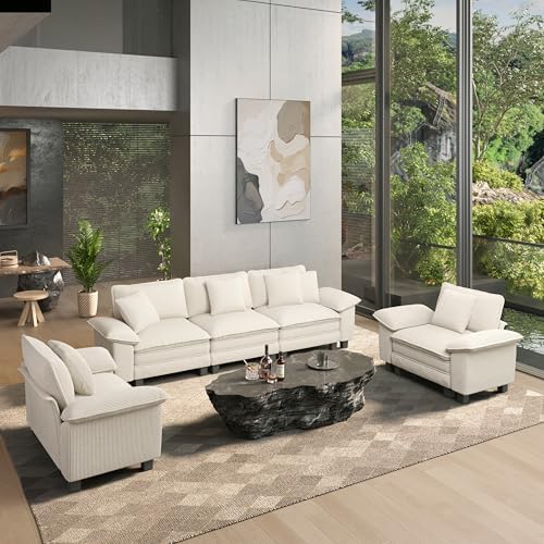 HERA'S HOUSE 3 Pieces Modular Cloud Couch and Chair Set Setional Sofa by HERASHOUSE