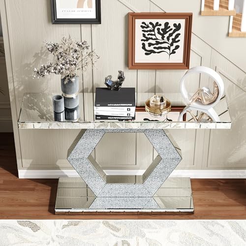 Silver Mirrored Console Table, Modern Luxury Mirrored Furniture - Image 4