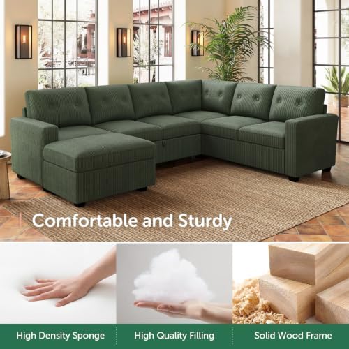 HONBAY Corduroy Sectional Sleeper Sofa - Image 7