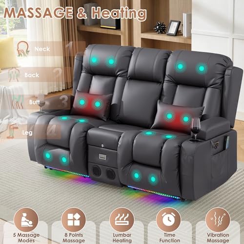 TUNYI Wall Hugger Loveseat Recliner Sofa - Image 4