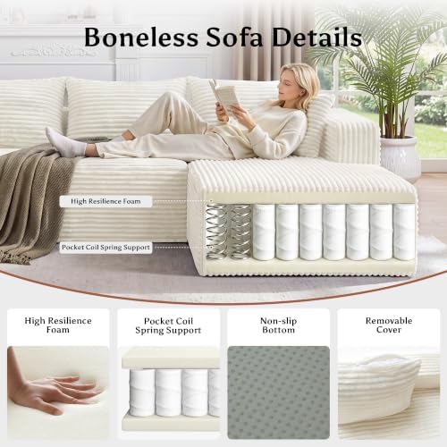92.5" U-Shaped Boneless Modular Sectional Sofa, 3 Seater Sofa - Image 6