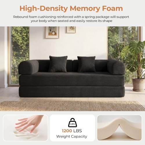 79" Convertible Futon Sofa Bed, Boneless Couch - Image 4