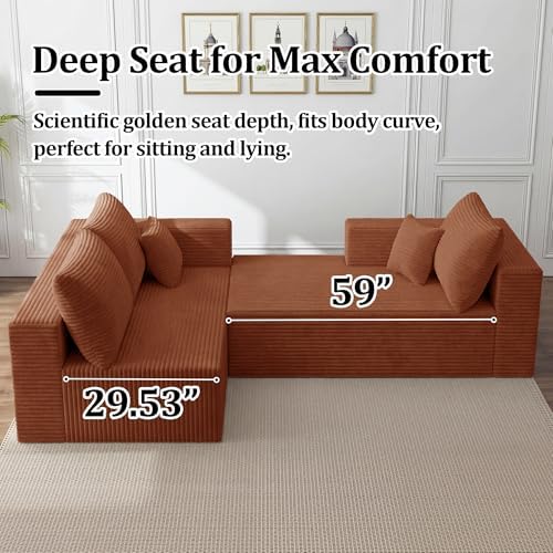 108" Modular Sectional Sofa, L-Shaped Cloud Couch - Image 4