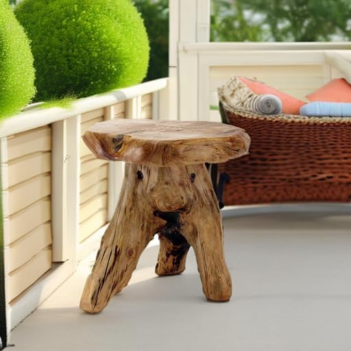 WELLAND Natural Cedar Stump Stool, Live Edge Mushroom Side Table - Image 6