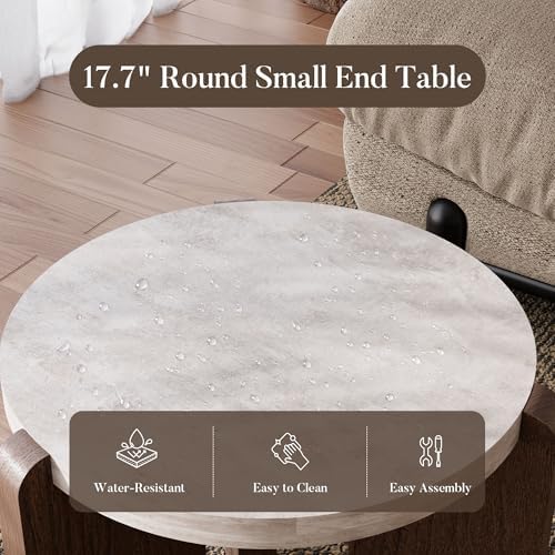 COSIEST Modern 2-Piece Faux Marble Round Coffee & Side Table Set - Image 6
