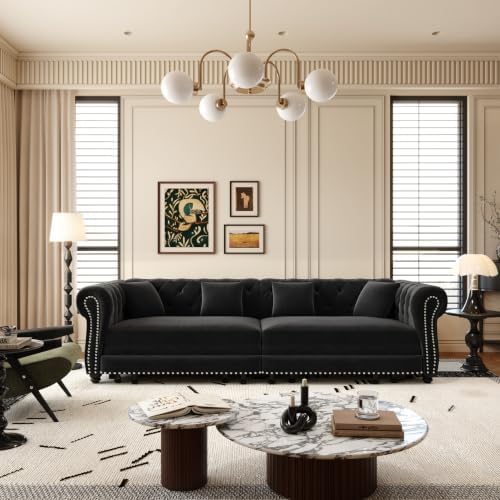 89" Velvet Pull-Out Chesterfield King Sleeper Sofa Bed - Image 6