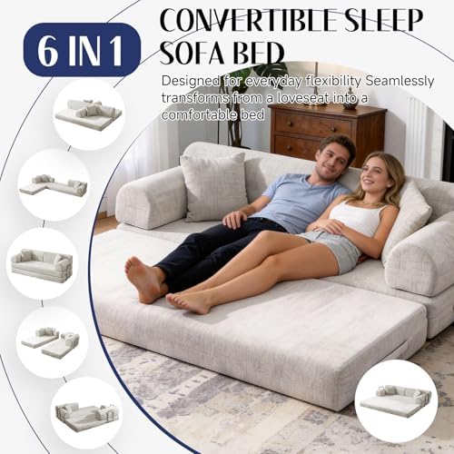 78.8" Convertible Sofa Bed, High Back Boneless Couch - Image 2