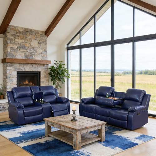 Recliner Sofa Set, Manual Reclining Couch Set, Living Room Furniture Sets by Snuptor
