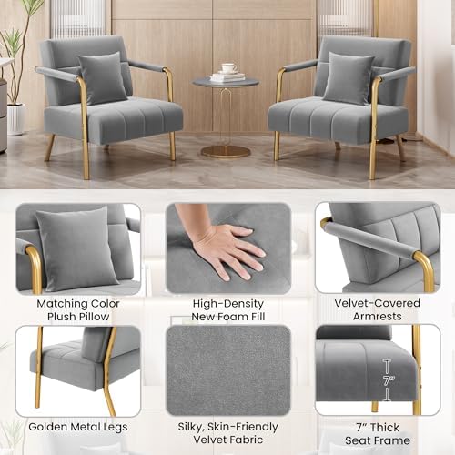 Yaheetech 30" Accent Chair Velvet Armchair - Image 6