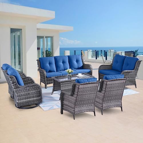 Belord 7 Piece Wicker Patio Furniture Set, Outdoor Swivel Rocker Chairs Set of 2 - Image 2