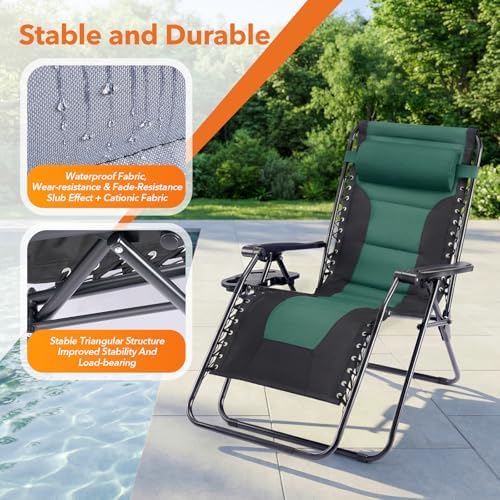 Sweetcrispy Oversized Padded Zero Gravity Lounge Chairs, Outdoor Recliner - Image 6