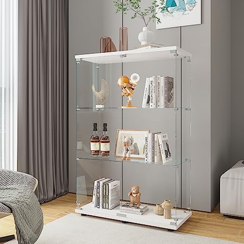 Beauty4U White Glass Display Cabinet, 3-Shelf 2-Door Curio Cabinet by Beauty4U