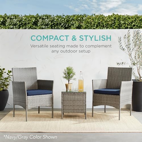 Best Choice Products 3-Piece Outdoor Wicker Conversation Bistro Set, Space - Image 6
