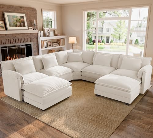 ELUCHANG 114" Oversized Modular Sectional Sofa, Comfy Chenille Cloud Couch by ELUCHANG