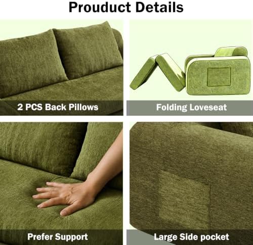 Fold Out Chair Bed, Folding Sofa Bed, 2 in 1 Convertible Sleeper Chair Bed - Image 6