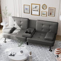 Shahoo Leather Convertible Futon Sofa Bed, Folding Sleeper Loveseat Couch by BuynowfromShahoo