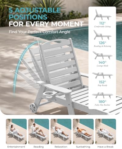 Ciokea Lounge Chair Outdoor Set of 6, Oversized Chaise Lounge Chair - Image 6