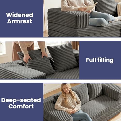 Convertible Sofa Bed Couch, 78’’ Oversized 4-in-1 Boneless Couches - Image 6
