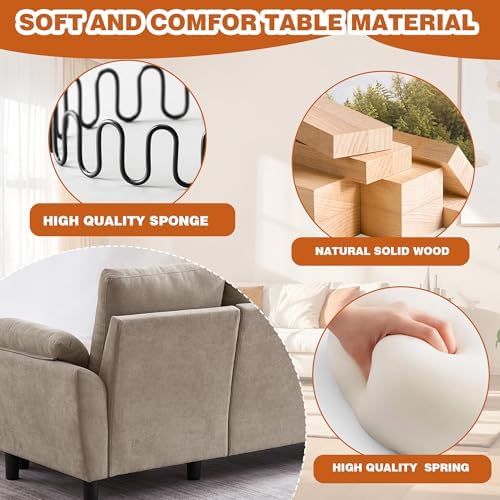 4 Pieces Sectional Sofa Set, Linen Small Couch Set - Image 4