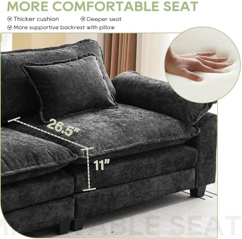 Oprisen 2 Pieces Cloud Couch Set, Upholstered Comfy Modular Sectional Sofa Deep - Image 5
