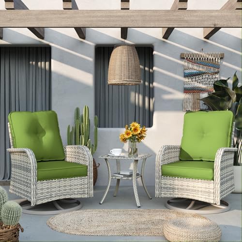 6-Piece Patio Rocking Swivel Chair Outdoor Wicker Rattan Bistro Set - Image 7