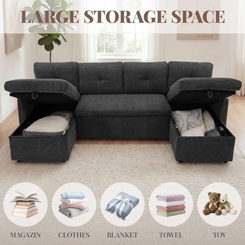 Huatean Home Oversized Sleeper Sofa Couch, 100 inch 2 in 1 Pullout Couch Bed - Image 5