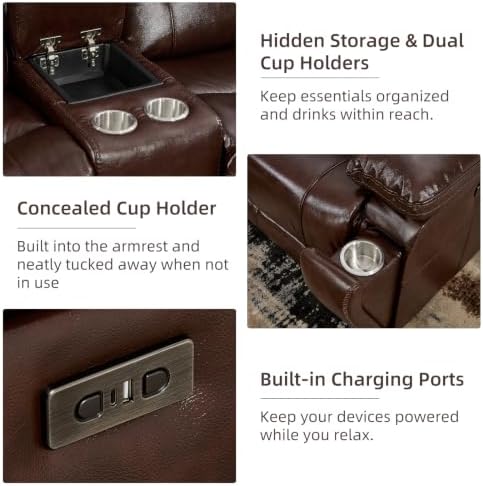CANMOV Genuine Leather L-Shaped Power Recliner Sectional Corner Sofa - Image 5