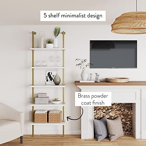 Nathan James Theo 5-Shelf Gold, Ladder Bookcase - Image 7