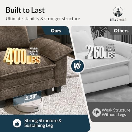 HERA'S HOUSE 2 Pieces Modular Loveseat Couch and Chair Set Setional Sofa - Image 7