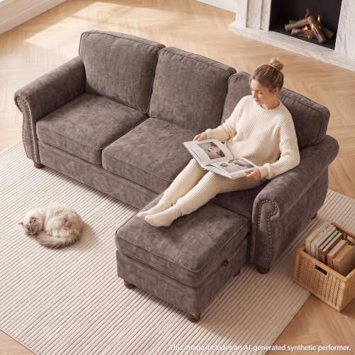 Traditional Chenille Couch Sofas - Image 3