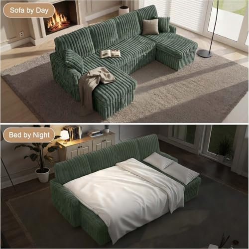 KCGKCG 104" U Shaped Sleeper Sofa Bed, Pull Out Couches - Image 5