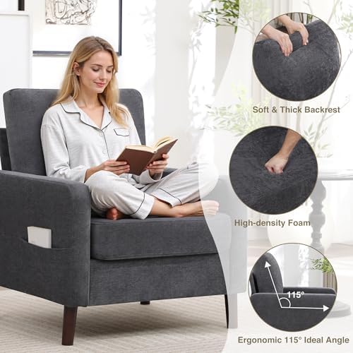 Accent Chair Set of 2, Upholstered Living Room Chairs - Image 5