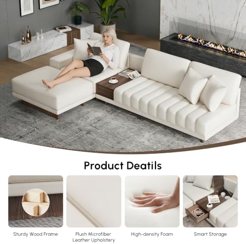 homary Leather Sectional Sofa – 126" Oversized L-Shaped Modular Couch - Image 3