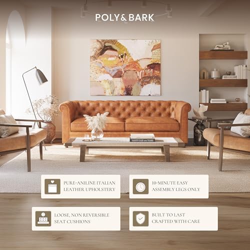 POLY & BARK Lyon 87.4” Leather Sofa in Cognac Tan – Full-Grain Pure-Aniline - Image 5