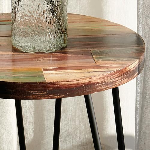 Reclaimed Wood Multi Color Side Table 17.5" x 17.5" x 20" H Wooden Accent - Image 4