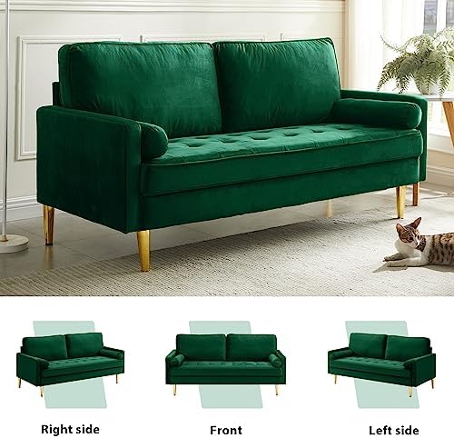 67" Modern Velvet Loveseat Sofa Couch, Mid-Century Tufted Upholstered Small - Image 5