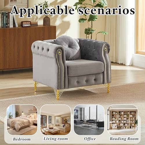 37" Velvet Chesterfield Single Sofa Sets - Image 7