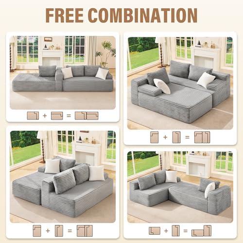 Hobestluk Boneless Couch Modular Sectional Sofa L-Shape Lounge Cloud Couch - Image 6