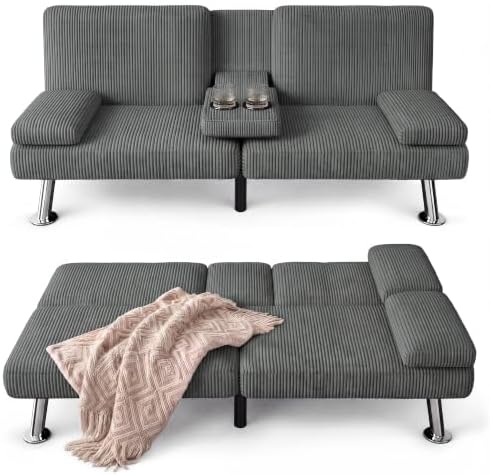 Furmax Corduroy Futon Sofa Bed, Adjustable Futon Couch by Furmax