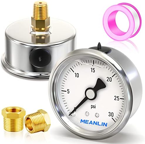 MEANLIN MEASURE 0~30Psi Stainless Steel 1/4" NPT 2.5" Single Scale FACE DIAL by MEANLINMEASURE