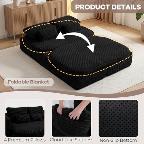 75'' Folding Sleeper Sofa Bed, Memory Foam Boneless Couch - Image 6