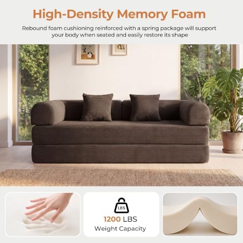 79" Convertible Futon Sofa Bed, Boneless Couch - Image 4