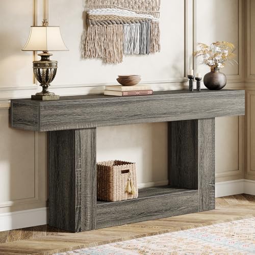 Tribesigns 63" Console Table, Farmhouse 2-Tier Entryway Table by Tribesigns