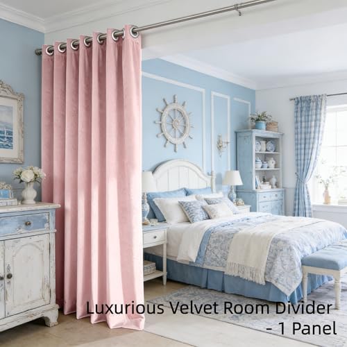 SMILETIME Pink Velvet Curtains 104"x108" Grommet 1 Panel - Image 2