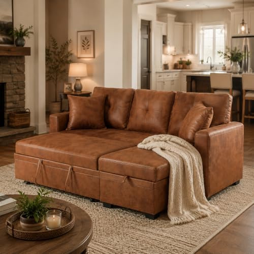 L-Shaped Sectional Couch with Storage, Sleeper Sofa - Image 2